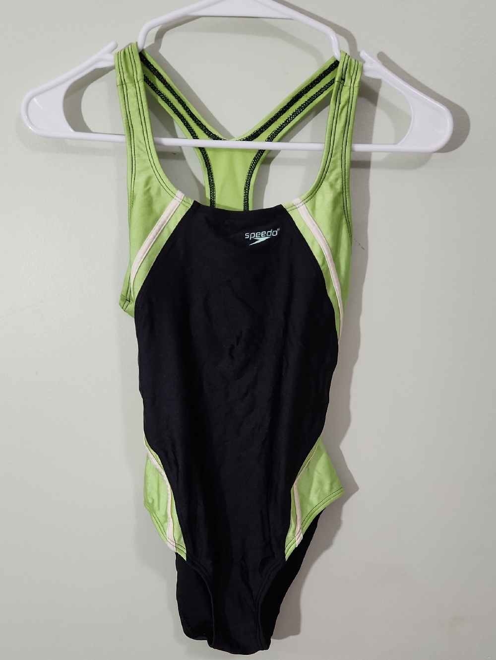 Speedo Black and Lime Green Racerback One-Piece